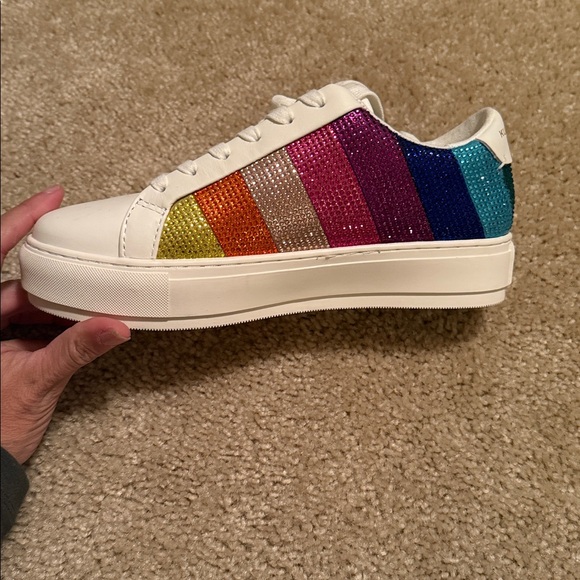 Kurt Geiger Laney stripe crystal rainbow white sneaker shoe size 38.5 - Picture 5 of 8